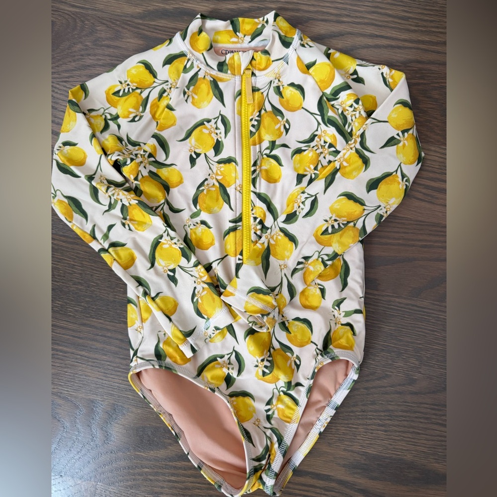 Crewcuts Lemon Print Long Sleeve One-Piece